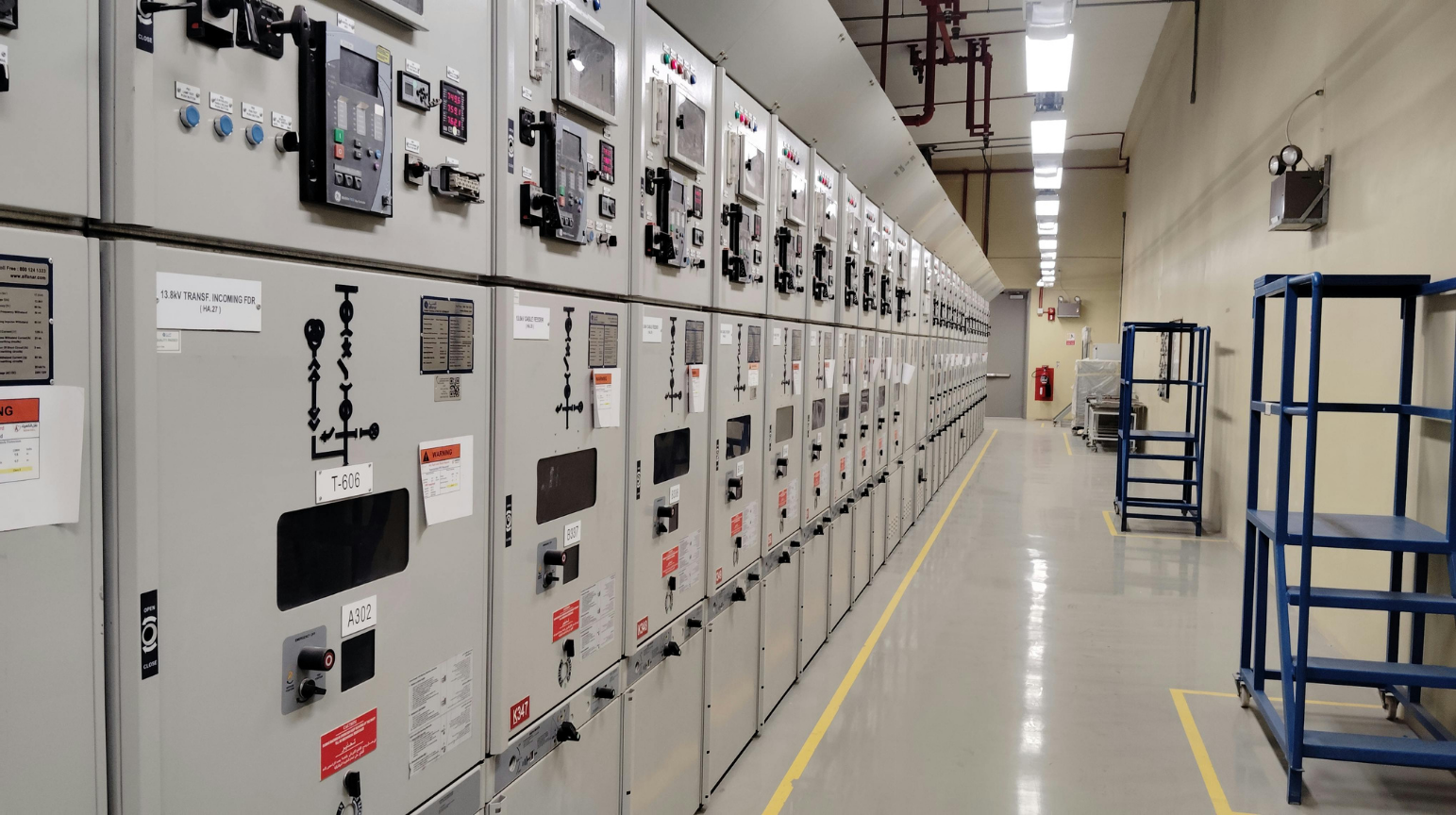 Sala eléctrica con tableros de distribución y protección